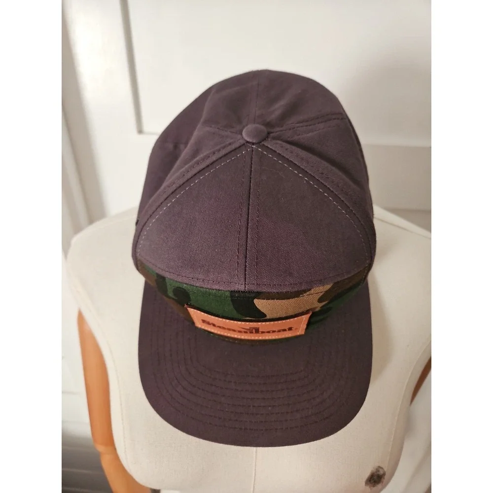 Steamboat Brown Camo Leather Patch Baseball Hat Strapback Adjustable Cap
